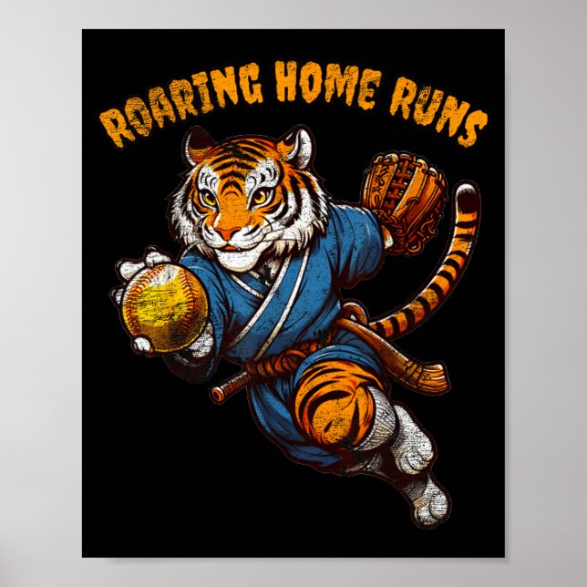 Poster Funny Quote Roaring Home Run Ball Retro Tiger Love (Frente)