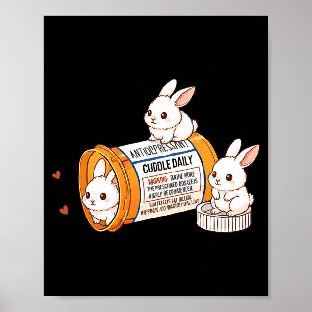 Poster Funny Rabbit Bunny Anti Depressant Zoo Boys Girls  (Frente)
