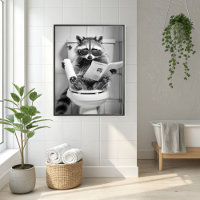 Funny Raccoon Bathroom Humorous Animal Wall Art
