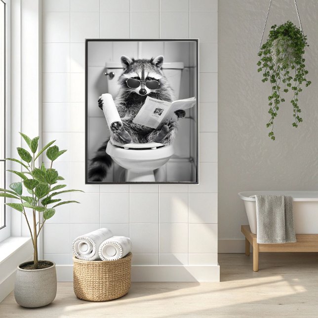 Poster Funny Raccoon Bathroom Humorous Animal Wall Art (Criador carregado)