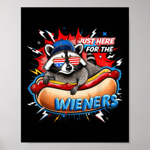 Poster Funny Raccoon Hot Dog 4 De Julho, Humor Do Partido