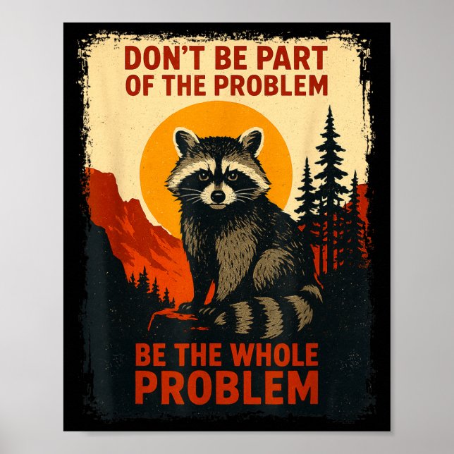 Poster Funny Raccoon Nature Wildlife Outdoor Graphic Sarc (Frente)