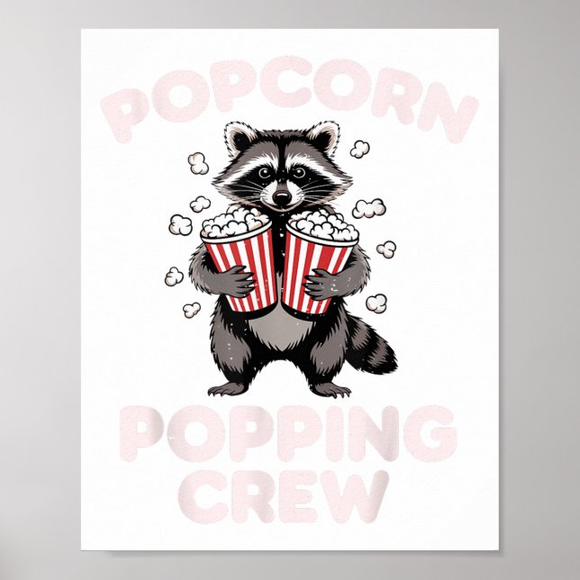Poster Funny Raccoon Popcorn Popping Crew (Frente)