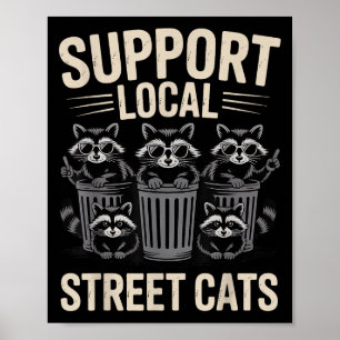 Poster Funny Raccoon Sungles Vintage Suporte Local Street