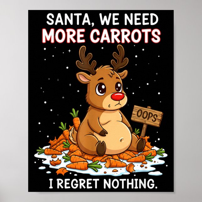 Poster Funny Reindeer Carrot Hoarder Christmas Design  (Frente)