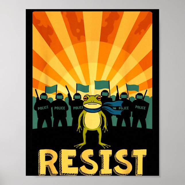 Poster Funny Resist Portland Frog Protest  (Frente)