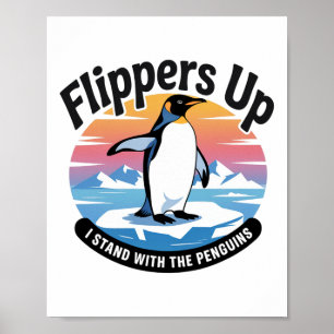 Poster Funny Resiste Pinguins Protestando Contra Tarifas 