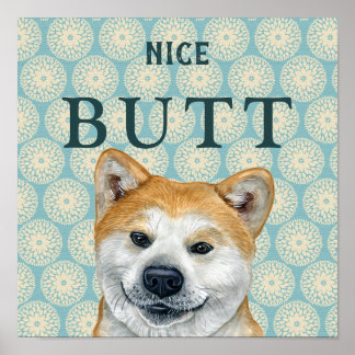 Poster Funny Retro Akita Bathroom Piada