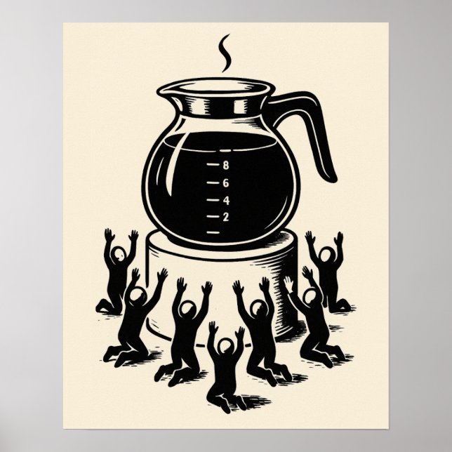 Poster Funny Retro Coffee – Worship Coffee (Frente)