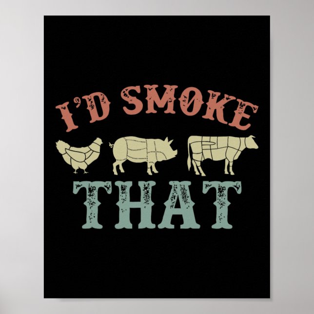 Poster Funny Retro Party Smoker Chef Pai Gift I d Smo (Frente)