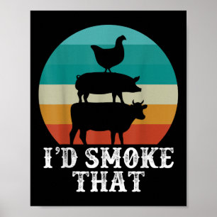 Poster Funny Retro Party Smoker Chef Pai Gift I d Smo