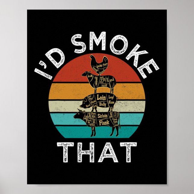 Poster Funny Retro Party Smoker Chef Pai Gift I d Smo (Frente)