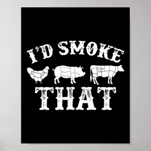Poster Funny Retro Party Smoker Chef Pai Gift I d Smo