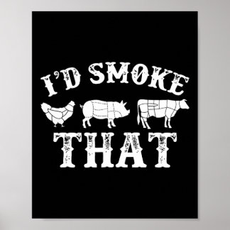 Poster Funny Retro Party Smoker Chef Pai Gift I d Smo