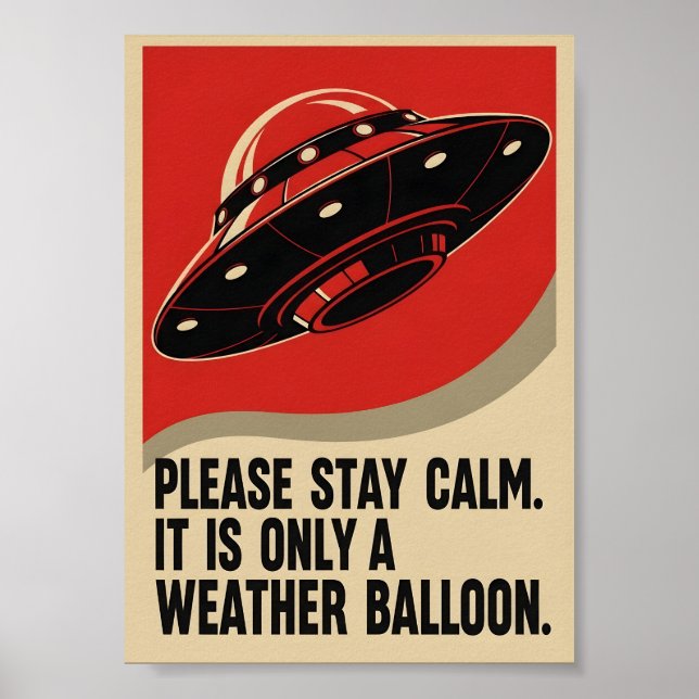 Poster Funny Retro Propaganda UFO (Frente)
