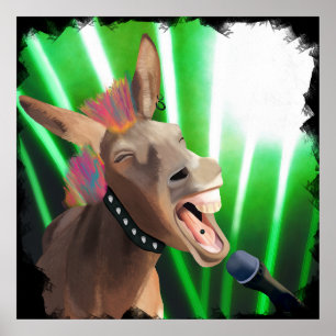 Poster Funny Rockstar Donkey