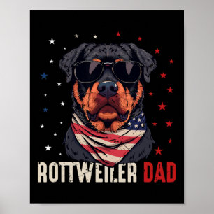 Poster Funny Rottweiler Pai Eua Estrelas 4 De Julho Pais