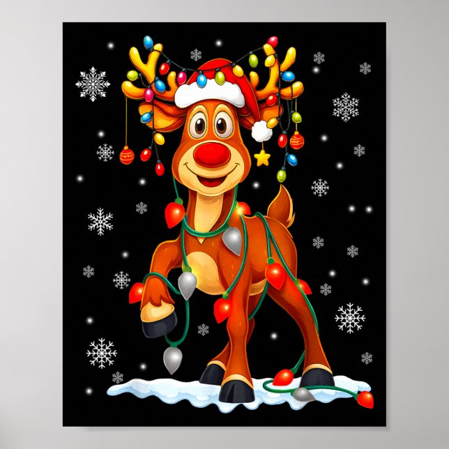 Poster Funny Rudolph Reindeer Pjs Pajamas Christmas Men W (Frente)