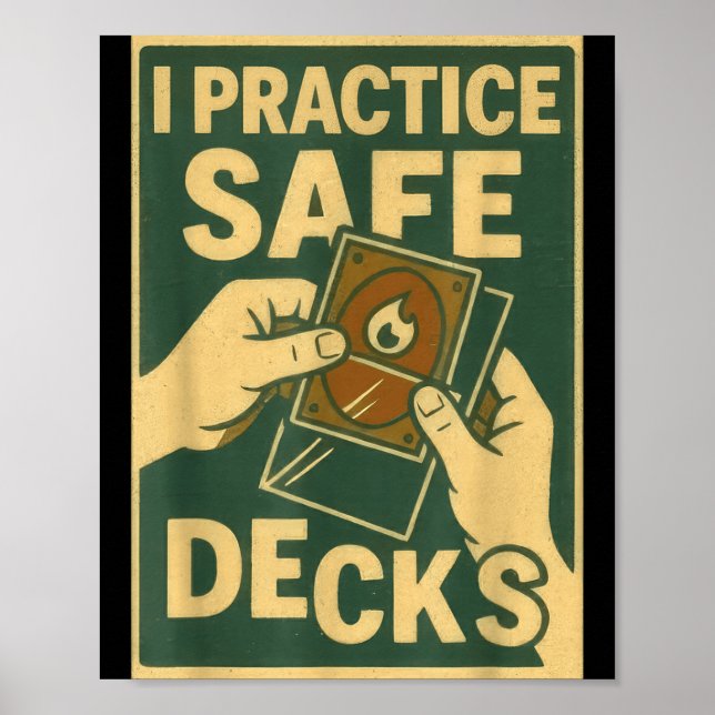 Poster Funny Safe Decks Trading Card Game Pun Humor  (Frente)