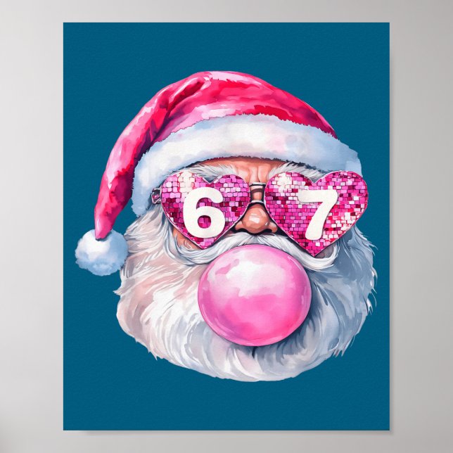 Poster Funny Santa 67 Bubblegum Nk Christmas Six Seven Me (Frente)