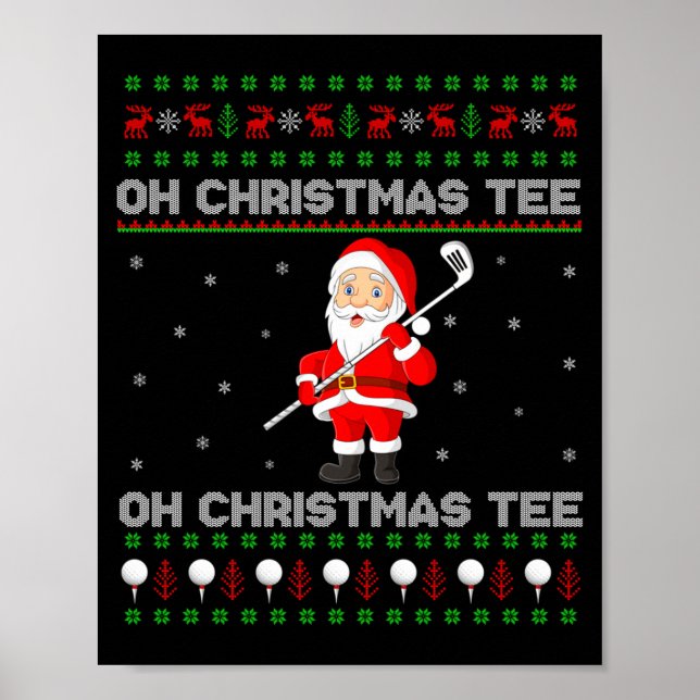 Poster Funny Santa Playing Golf Srts Christmas  (Frente)