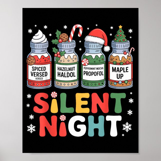 Poster Funny Santa Profol Silent Night Icu Nurses Merry C (Frente)