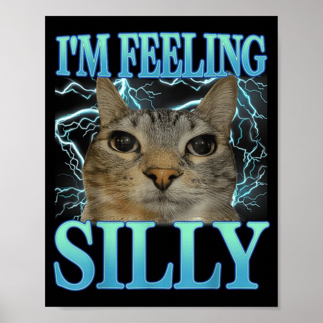 Poster Funny Saying Cat Lover I'm Feeling Silly Cat Meme  (Frente)