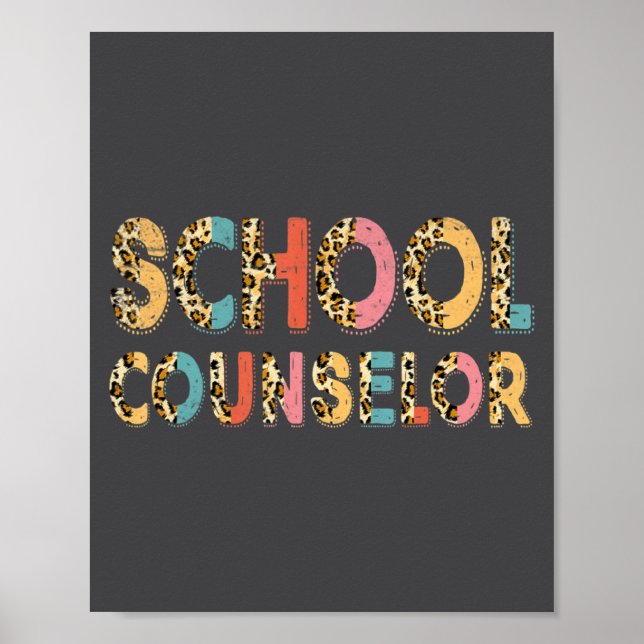 Poster Funny School Counselor Teacher Leopard School Coun (Frente)