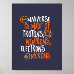 Poster Funny Science Chemistry Universo Feito De Óculos<br><div class="desc">O Universo é Feito de Prótons, Neutrões, Elétrons e Morons. Design engraçada e sarcástica para quem ama piadas de Química, trocadilho, sarcasmo e humor. Mercadorias legal e humorísticas para professores de Química, Químicos e Ciências. Perfeito para geek de ciência, nerd, professor segundo grau e estudante que ama biologia, física e...</div>