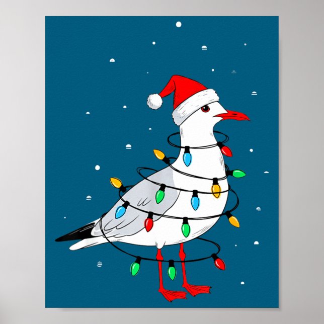 Poster Funny Seagull Bird Christmas Animal Lover  (Frente)