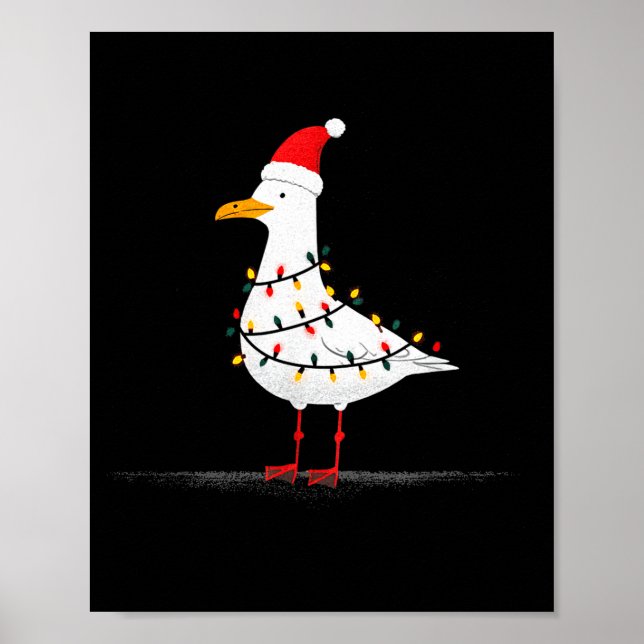 Poster Funny Seagull Christmas Graphics Animal Lights Lov (Frente)