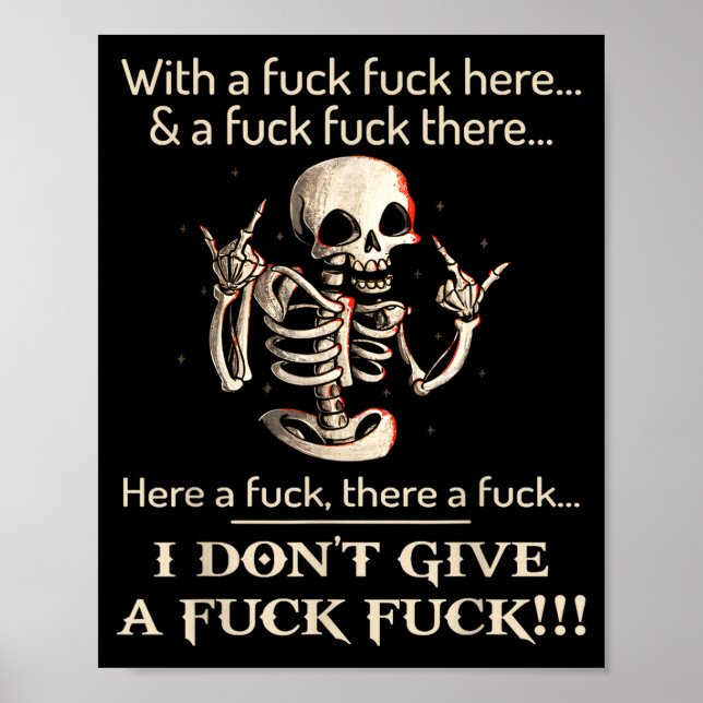 Poster Funny Shirt I Don't Give A Fck Fck Skeleton For Ma (Frente)