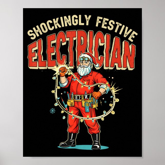 Poster Funny Shockingly Festive Electrician Vintage Chris (Frente)
