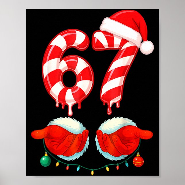 Poster Funny Six Seven 67 Christmas Candy Cane  (Frente)