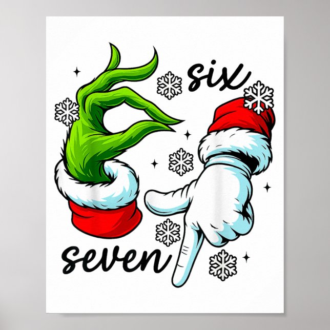 Poster Funny Six Seven 67 Meme 6 7 Christmas Elf Hand Boy (Frente)