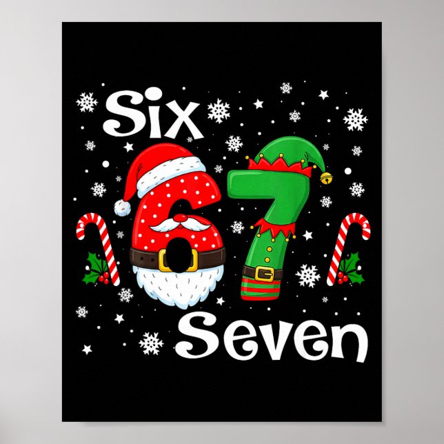 Poster Funny Six Seven 67 Meme 6 7 Elf Santa Christmas Pa (Frente)
