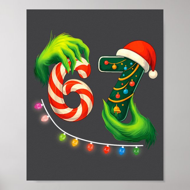 Poster Funny Six Seven 67 Meme Santa Christmas Brainrot P (Frente)