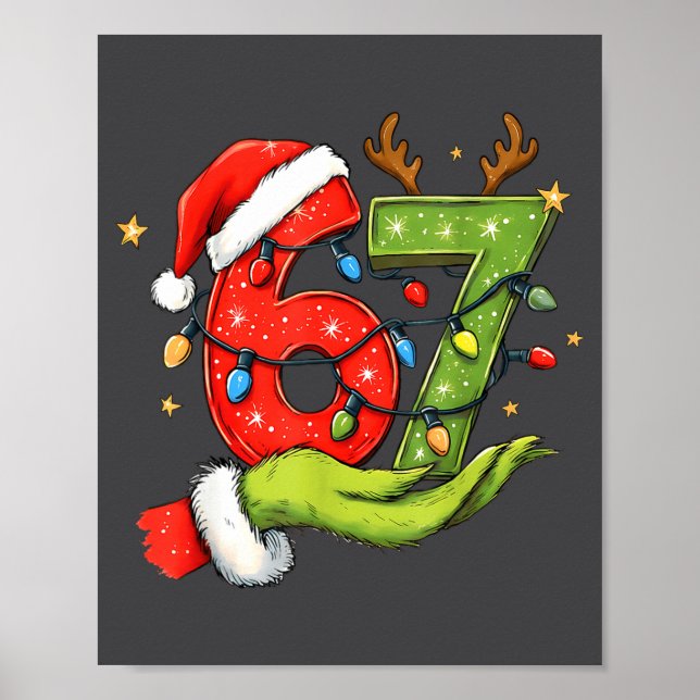 Poster Funny Six Seven 67 Meme Santa Christmas Brainrot P (Frente)