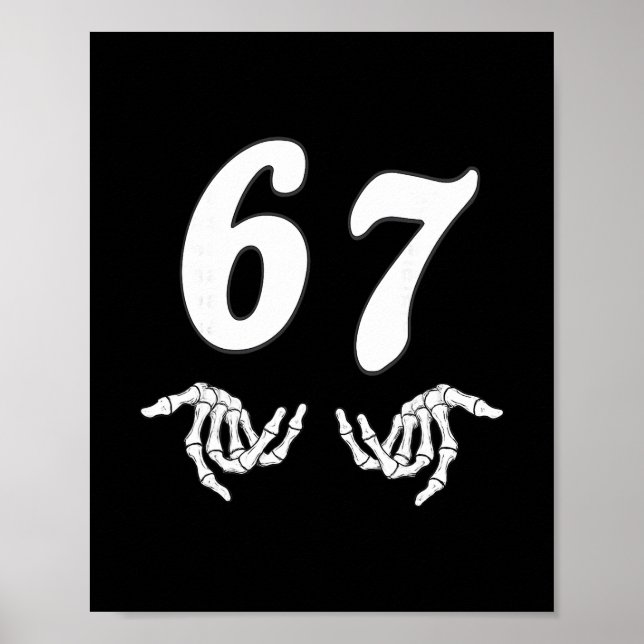 Poster Funny Six Seven 6 7 Meme 67 Skeleton Hand Hallowee (Frente)