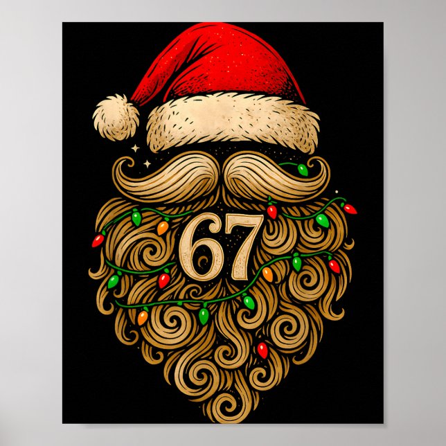 Poster Funny Six Seven 6 7 Meme Santa Beard Christmas Men (Frente)