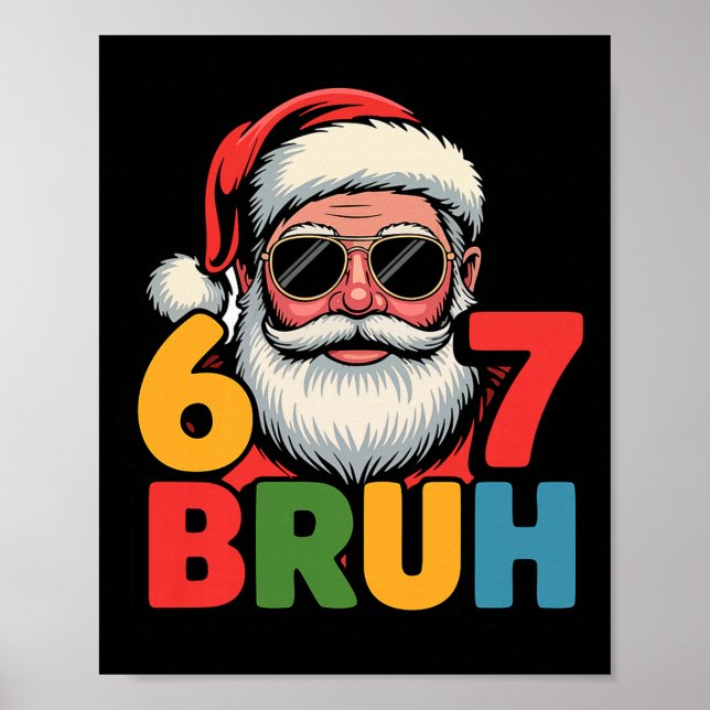 Poster Funny Six Seven 6 7 Meme Santa Christmas Men Boys  (Frente)