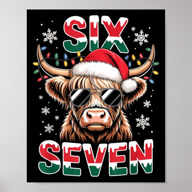Poster Funny Six Seven Highland Cow Christmas 67 Cool Xma (Frente)