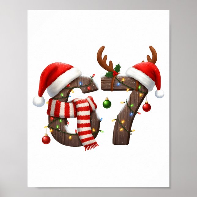 Poster Funny Six Seven Meme 6-7 Xmas 67 Christmas Lights  (Frente)