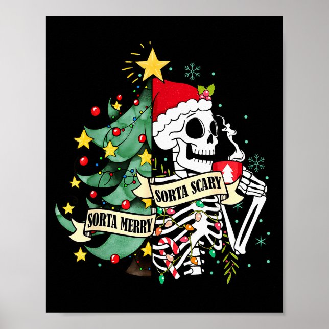 Poster Funny Skeleton Hot Cocoa Sorta Merry Sorta Y Soky  (Frente)