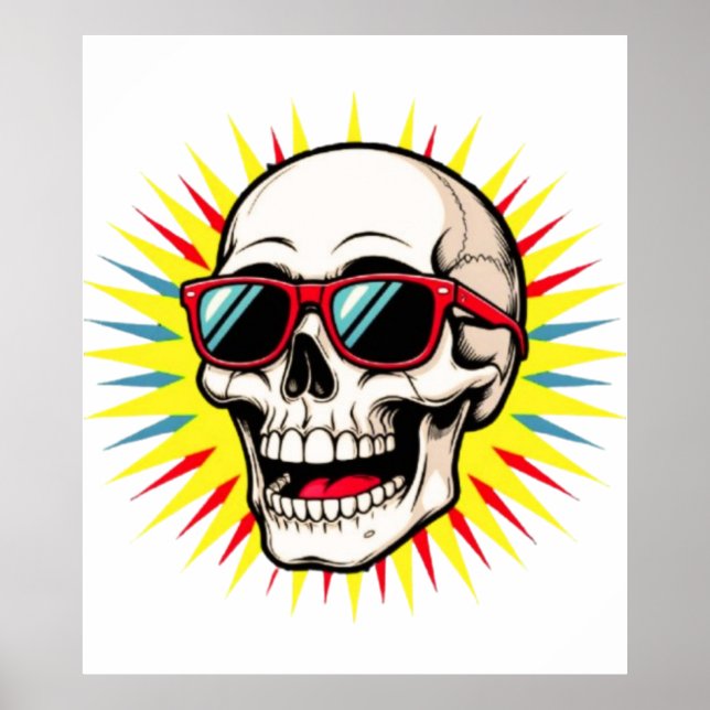 Poster **Funny Skull With Sunglasses – Cartoon Laughing S (Frente)