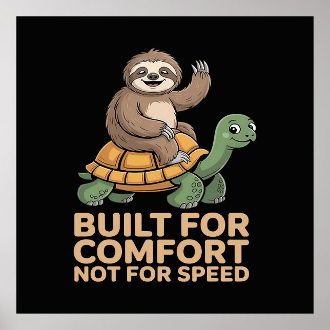 Poster Funny Sloth Riding Turtle (Frente)