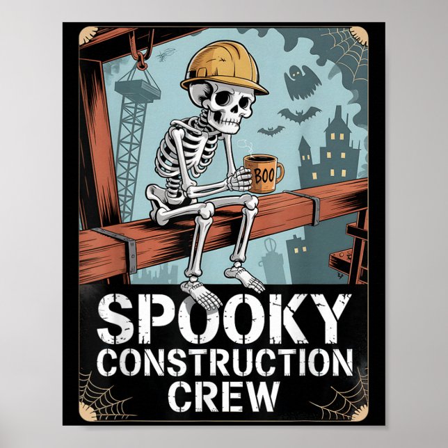 Poster Funny Soky Skeleton Trabalha na Construção do Dia  (Frente)
