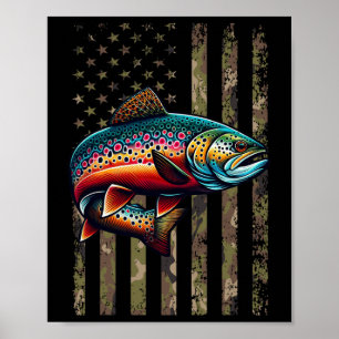 Poster Funny Speckt Brook Trout Bandeira Americana