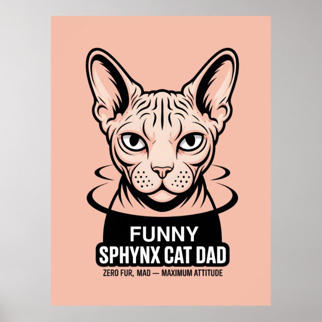 Poster Funny Sphynx Cat Dad Vector Art (Frente)