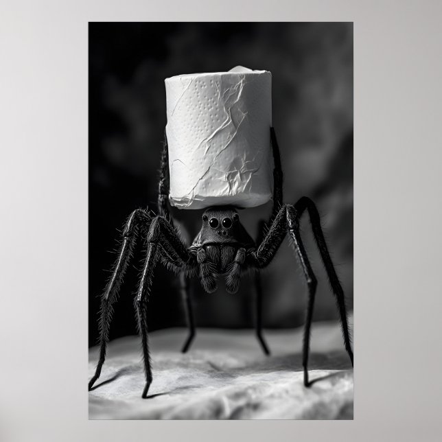 Poster Funny Spider Toilet Paper Roll Bathroom Art Print (Frente)
